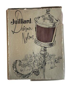 VTG Juilliard Designer Nylons Stockings Hosiery Box Set 2 Pairs Brown Taupe